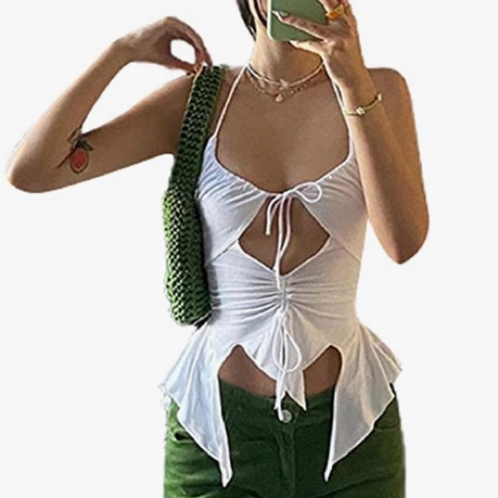 White cut out crop top